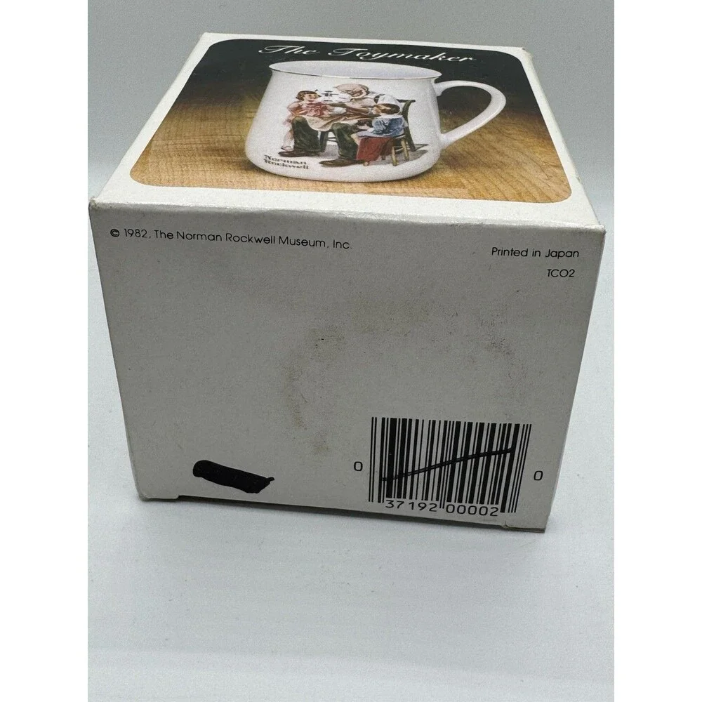 Norman Rockwell Coffee Mug The Toymaker Vintage 1982 Cup Gold Trim Excellent